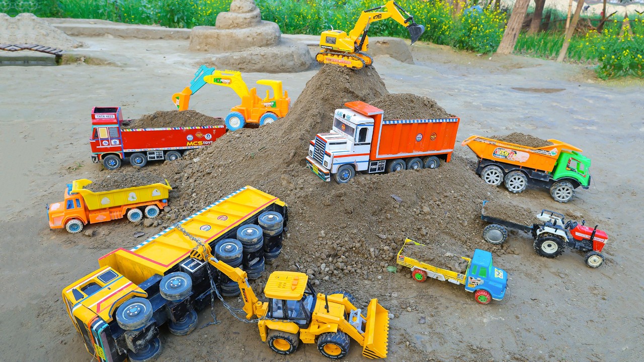 JCB 5CX Fully Loading Sand BharatBenz Truck Swaraj Tractor | Truck Accident Pulling Out JCB 3DX