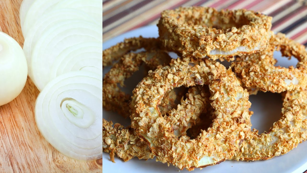 Air Fryer Onion Rings-GF-No Oil-WFPB