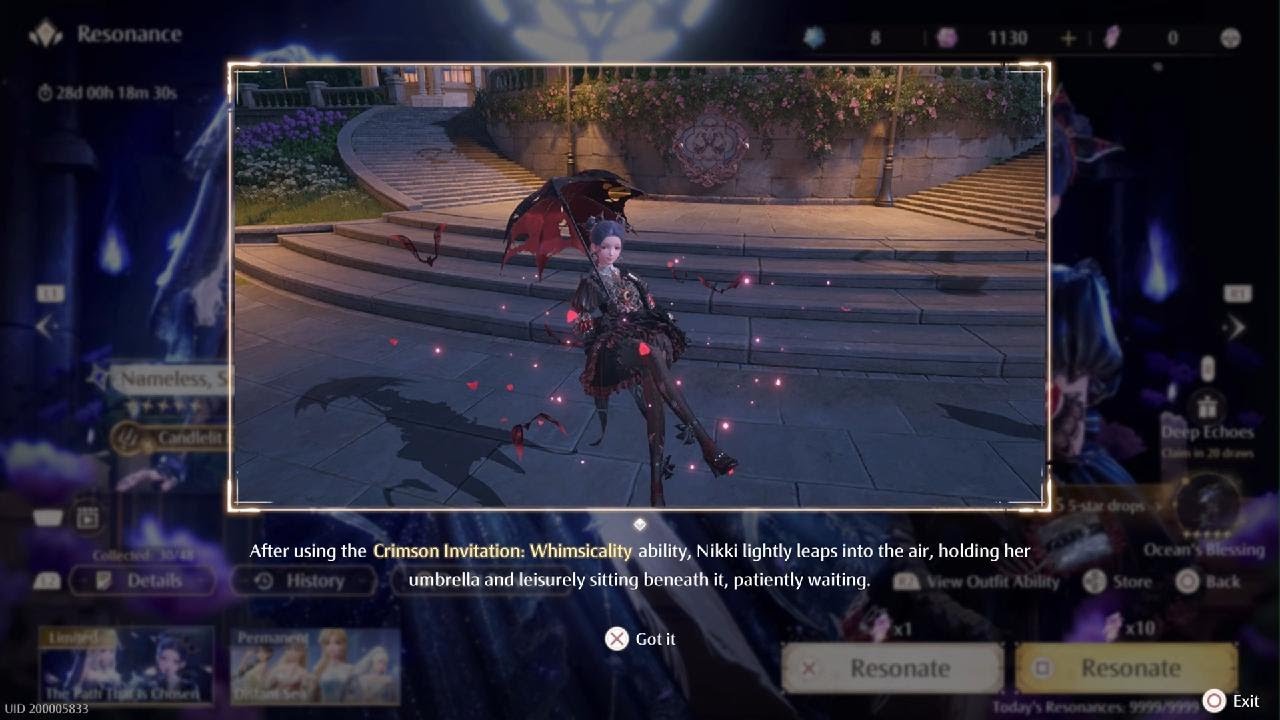 Infinity Nikki Dream-Like Night Outfit and Crimson Invitation Whimsicality Preview
