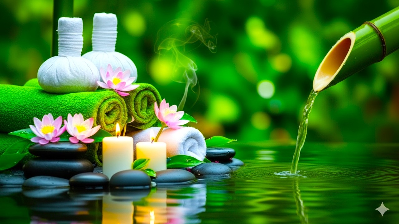 Relaxing Sleep Music with Bamboo Water Sounds 🌿Deep Healing Music for Calm Mind,Spa Ambience & Yoga
