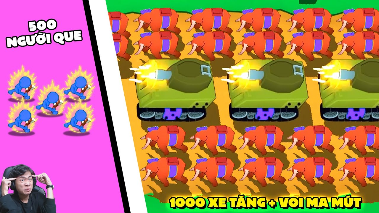PobbRose 500 NGƯỜI QUE vs 1000 XE TĂNG !!! (PobbRose Thánh tiến hóa) | Clash of warriors ✔