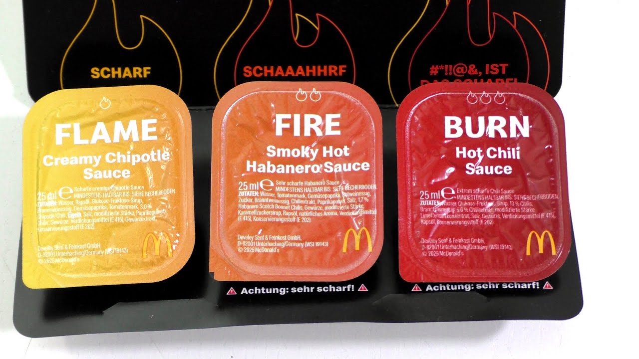 [Германия] Экстремально острые соусы McDonald's: Пламя, Огонь, Жжение