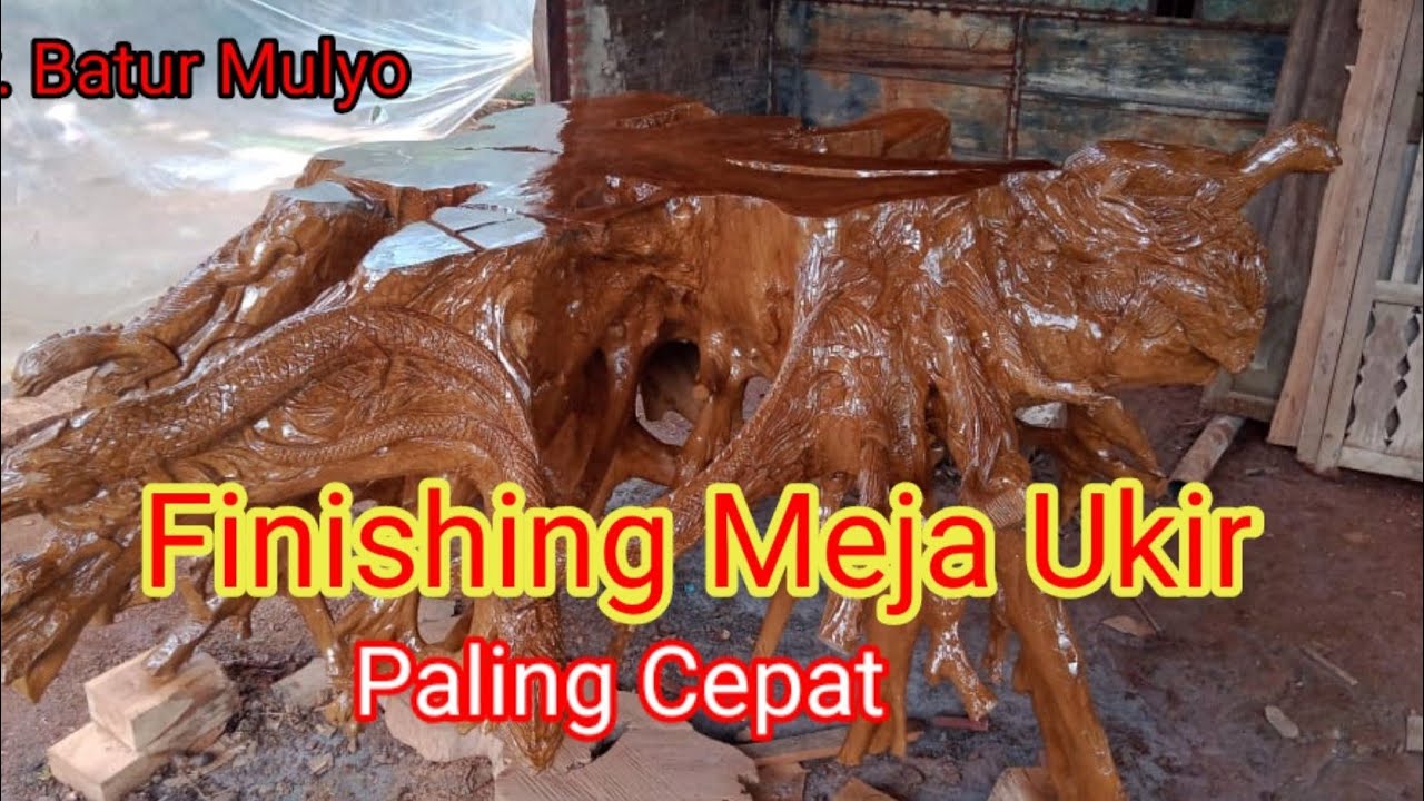 Part. 41. Finishing Meja Ukir, by. Batur Mulyo.