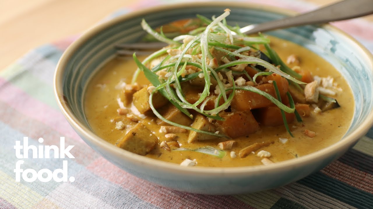 Yellow Thai Curry - With Tofu & Sweet Potatoes - ASMR Cooking