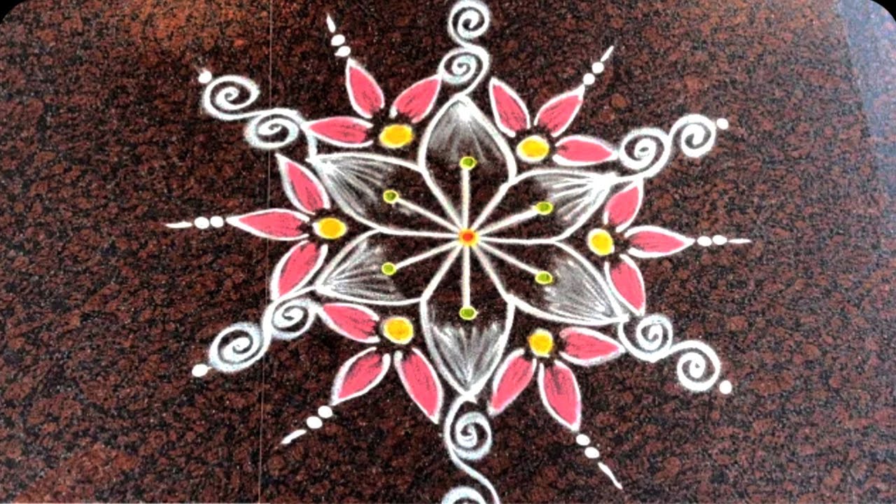 Beautiful Flower Rangoli Design 🌸 Easy & Simple Daily Muggulu | Art #rangoli #muggulu #kolam