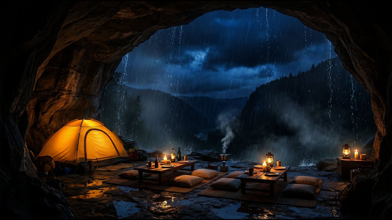 Forest Cave Rain Immersion 🌧️ Heavy Rain Sounds for Deep Sleep and Focus