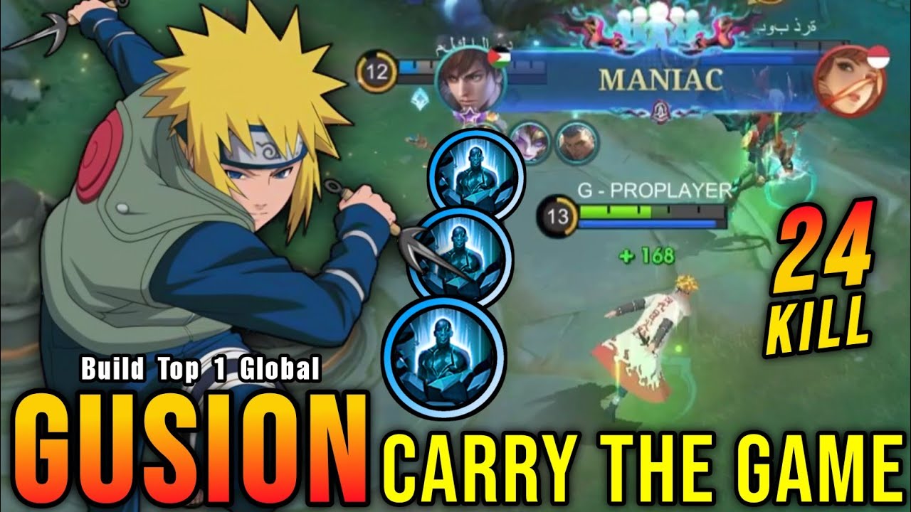 24 Kills + MANIAC!! Midlane Gusion Carry The Game!! - Build Top 1 Global Gusion ~ MLBB