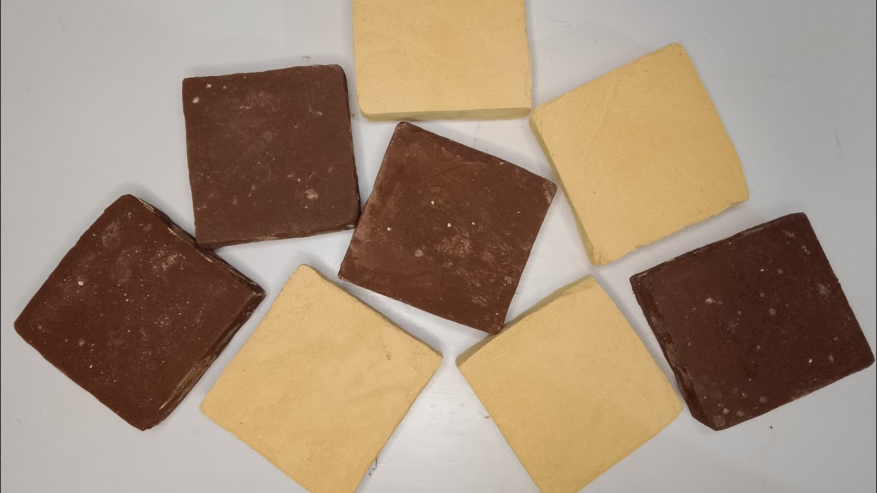 Soft and Crunchy blocks crushing|Yellow Brown combined crush|Homemade chalk block ASMR 