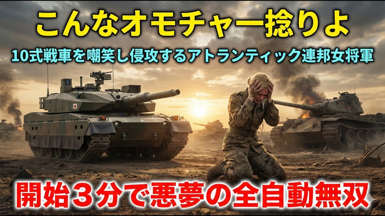 「こんな玩具一捻りよ」10式戦車を嘲笑したアトランティック連邦軍女将軍が開始3分で全自動無双の餌食になり号泣謝罪