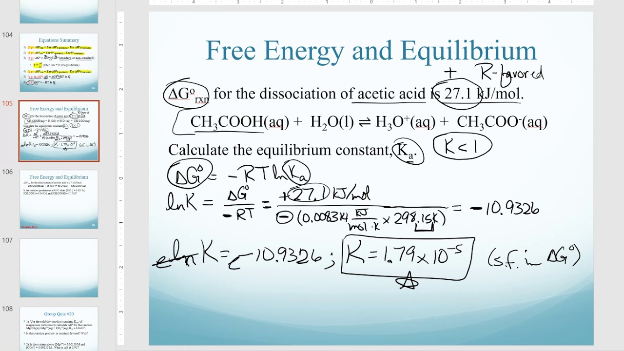 Thermodynamics equations summary; practice calculations