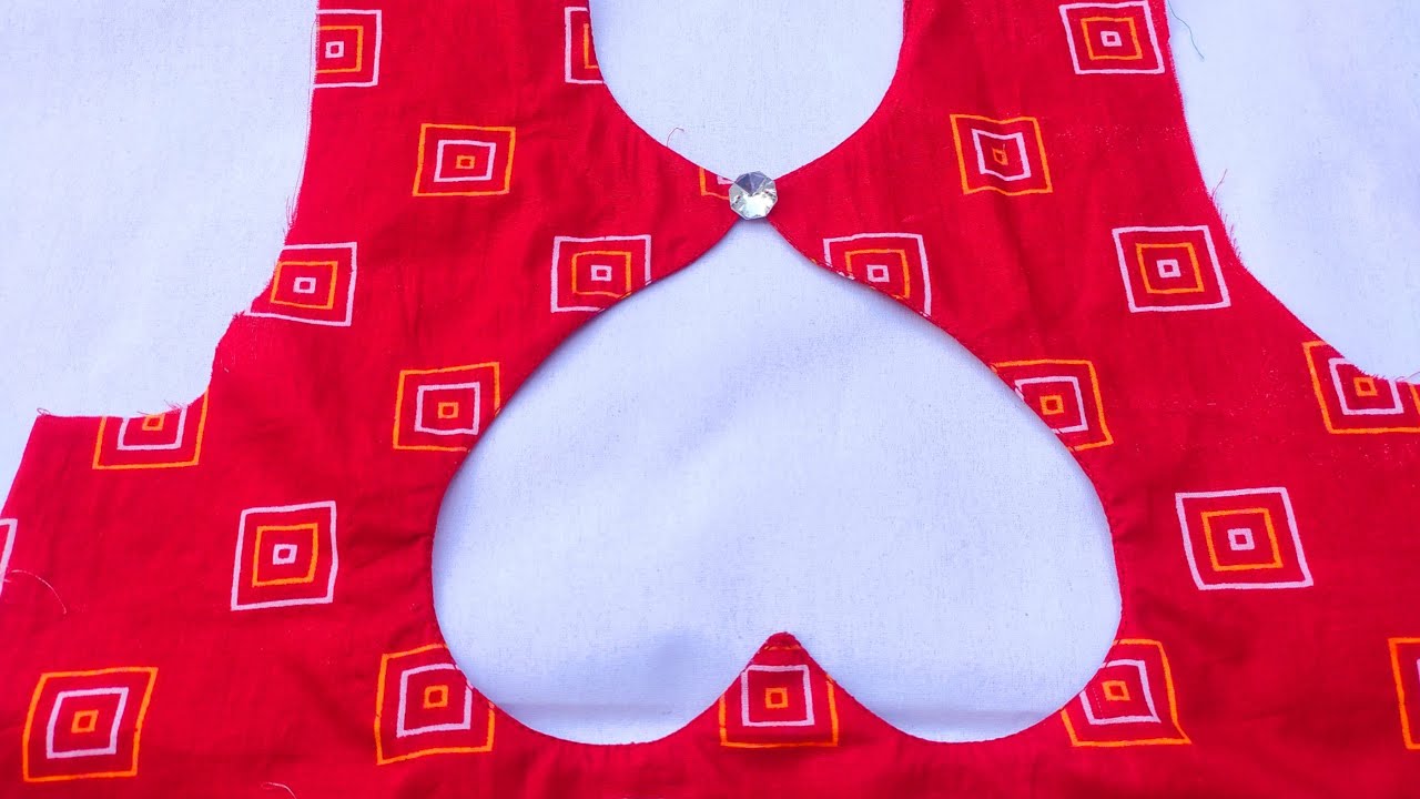 Boat + heart shape back neck new design for blouse or suite.