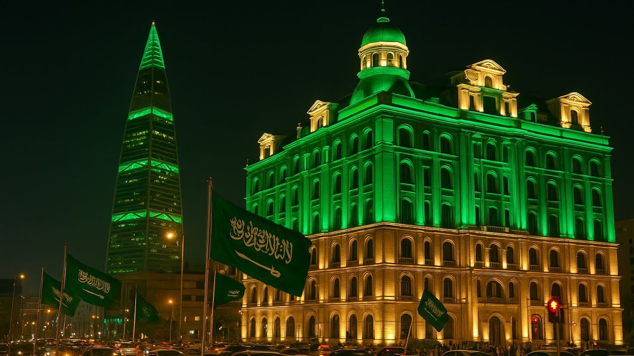 جولة في شارع التحلية بالرياض 🇸🇦 احتفالات اليوم الوطني السعودي 95 | Riyadh Tahlia Street National Day