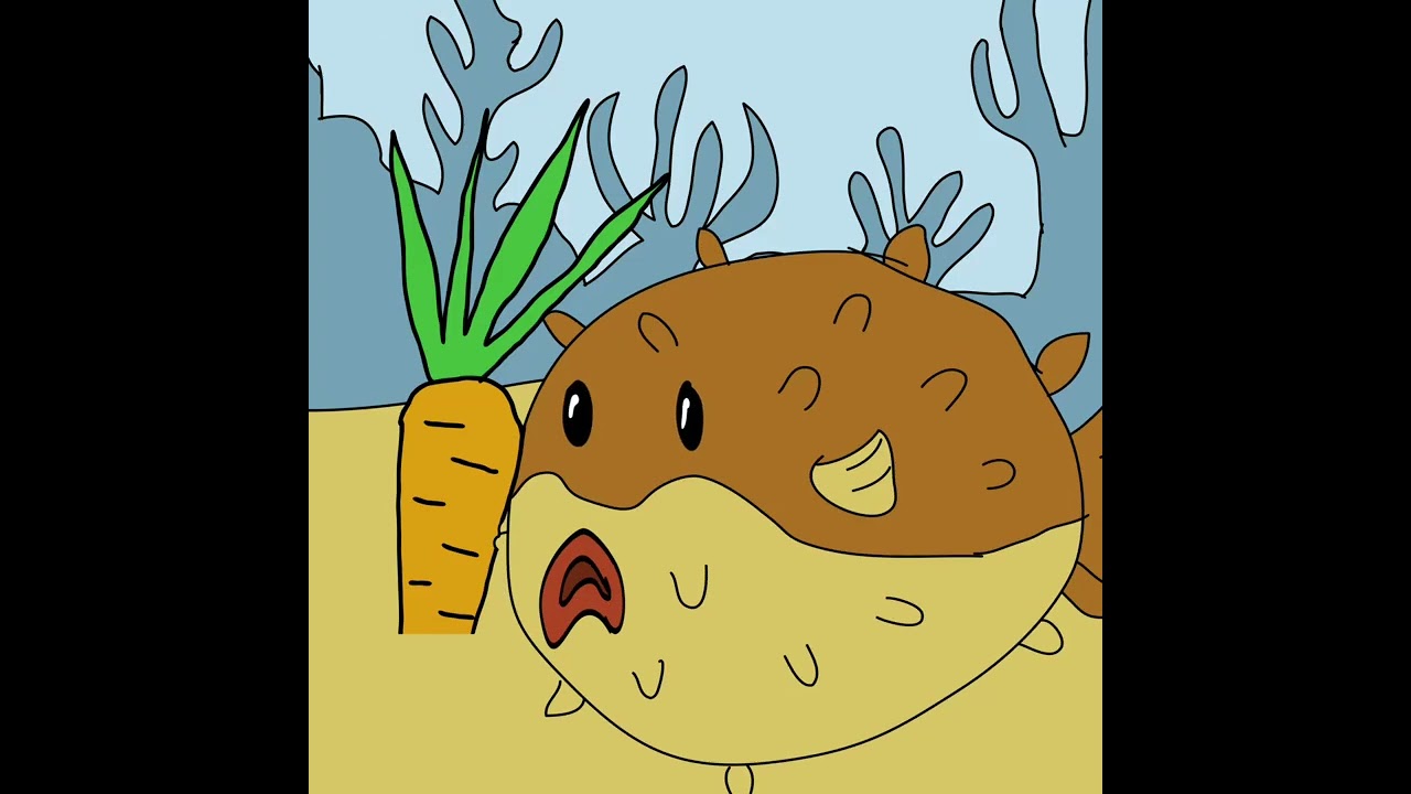 Puffer Fish 🐡 Eating A Carrot 🥕