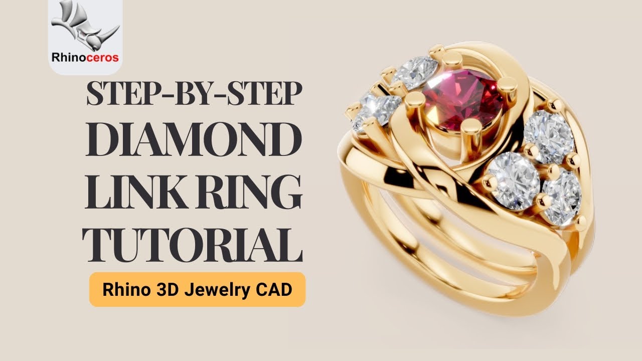 How to Design a Link Ring with Prong-Set Diamonds in Rhino 3D #513
