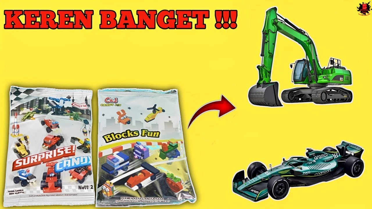 UNBOXING LEGO SURPRISE CANDY AND CANDY JOY | Unofficial Lego Excavator dan Formula 1