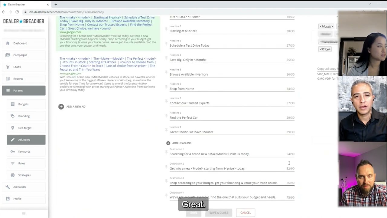 Google Responsive Search Ads UI by TRFFK