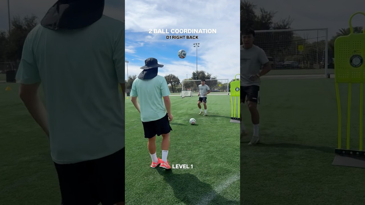 Two-ball coordination work. Training first touch, awareness, and quick reactions with the ball