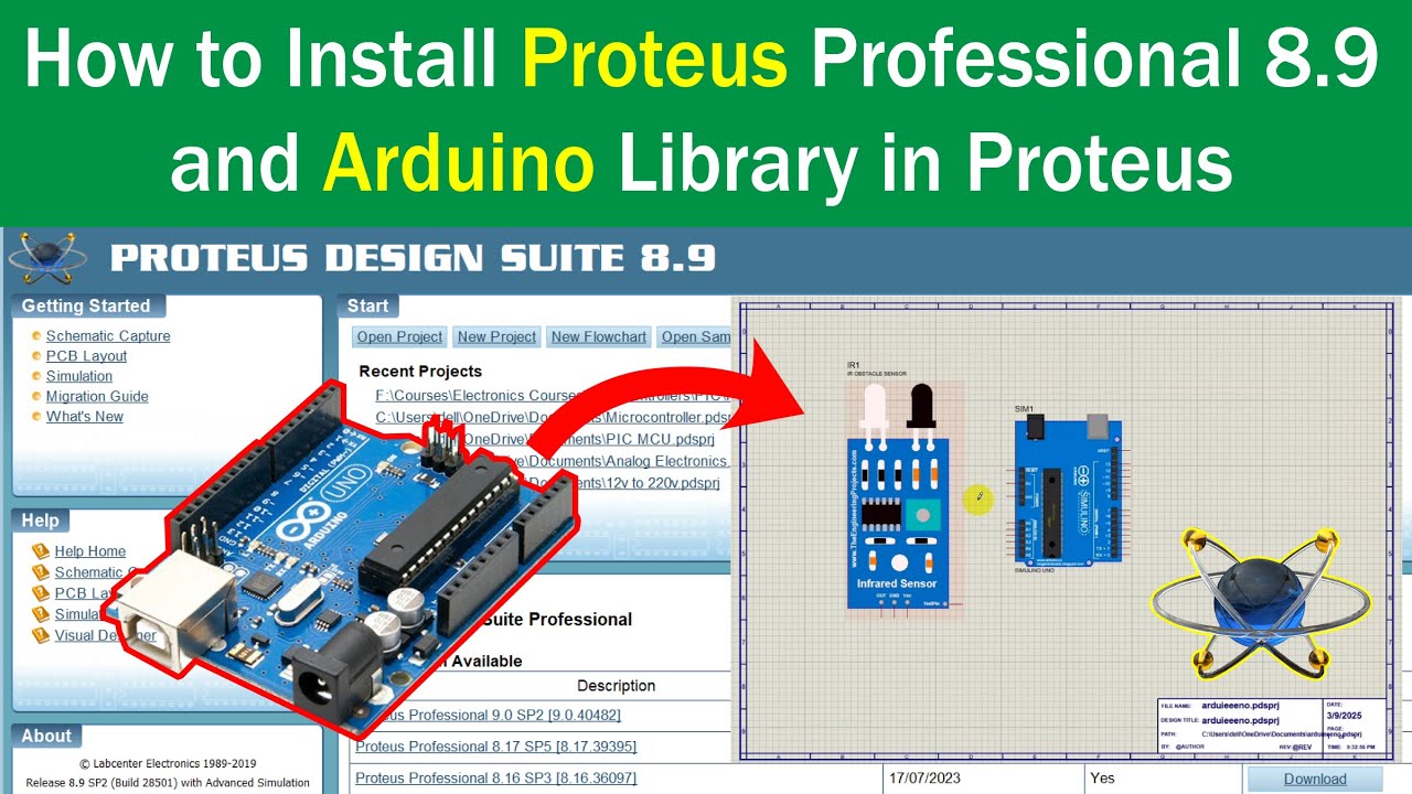 How to Install Proteus Professional 8.9 and Arduino Library in Proteus