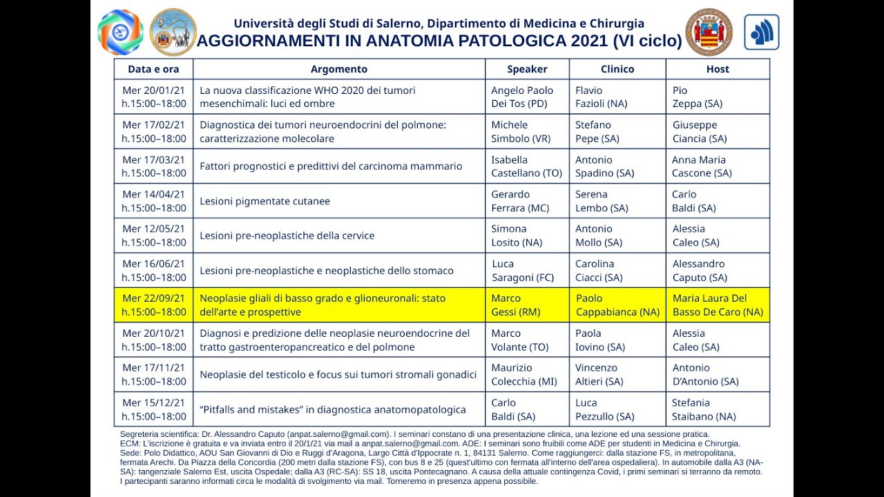 Neoplasie gliali di basso grado e glioneuronali: stato dell’arte e prospettive (Dr. Marco Gessi)