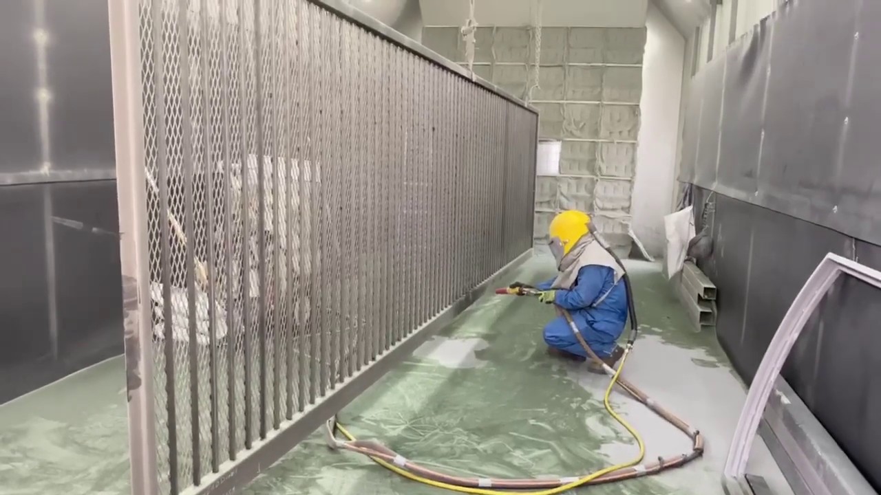How to safely and properly sandblast metal fencing.
