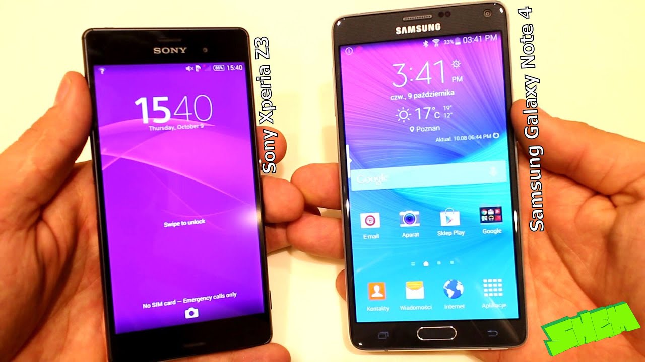 Galaxy Note 4 vs. Sony Xperia Z3 - Porównanie (budowa, rozmiar, wyświetlacze, dźwięk) [PL]