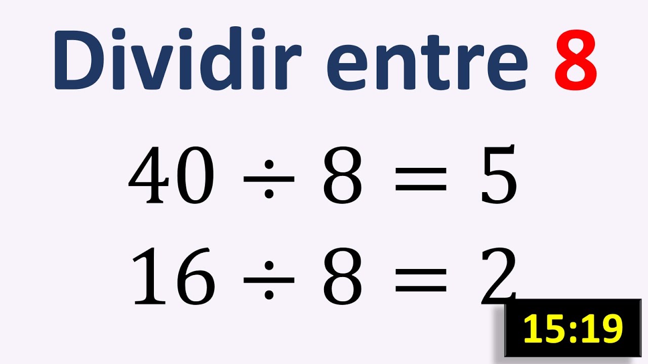 Tabla de dividir del 8 para niños