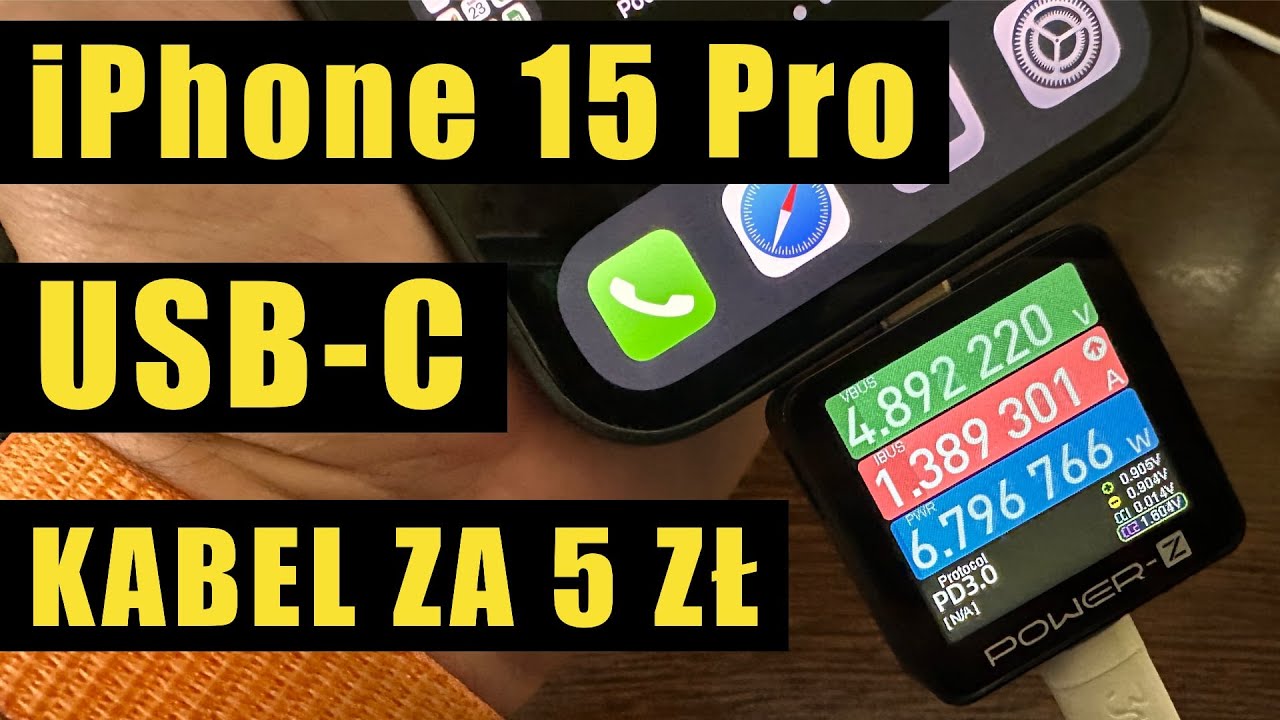 iPhone 15 Pro + kabel USB-C za 5zł - moc ładowania, szybkość ładowania i dob&oacute;r ładowarki