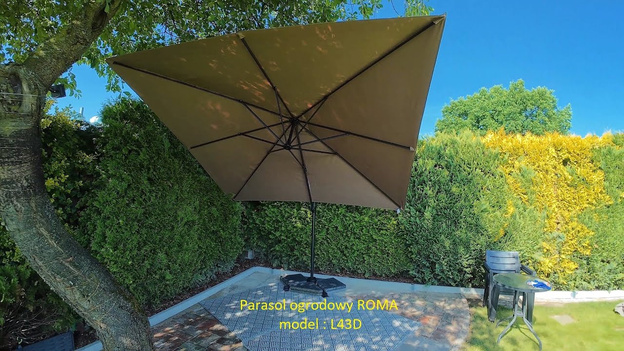 Nasze rodos : krótkie testy. Parasol ogrodowy ROMA - model : L43D Rozpakowanie i montaż 13.06.2025 r