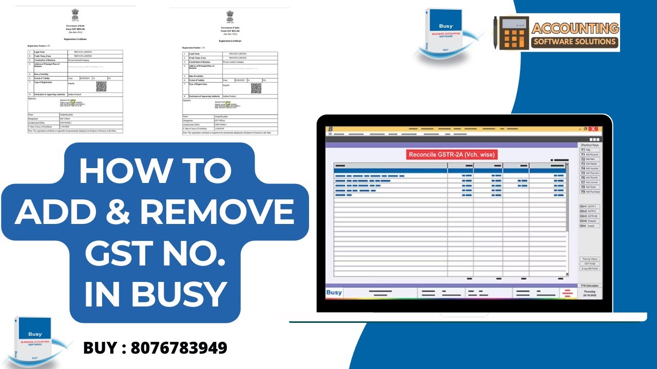 How to Add & Remove GST Number in Busy Software Step by Step [Hindi]