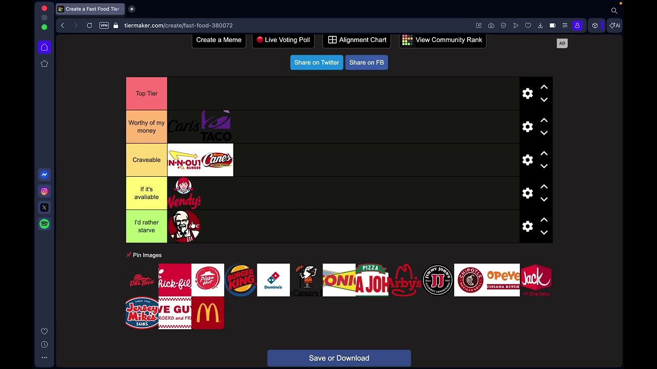 Fast Food Tier List