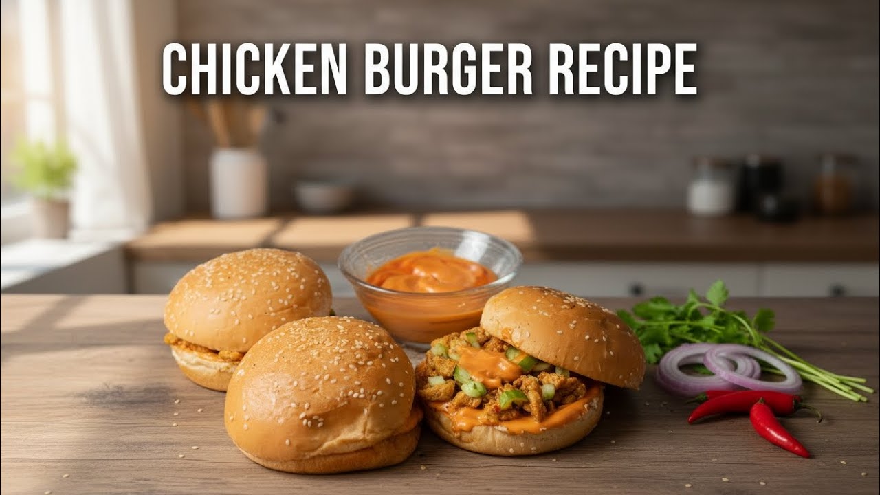 Homemade chicken burger recipe|very simple and yummy chicken burger with burger sauce 🤤👍🥰💕🏠😋