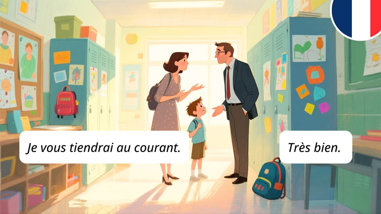 5 dialogues Parent-Prof en français | Compréhension orale A2–B1 | Conversations réelles d’école