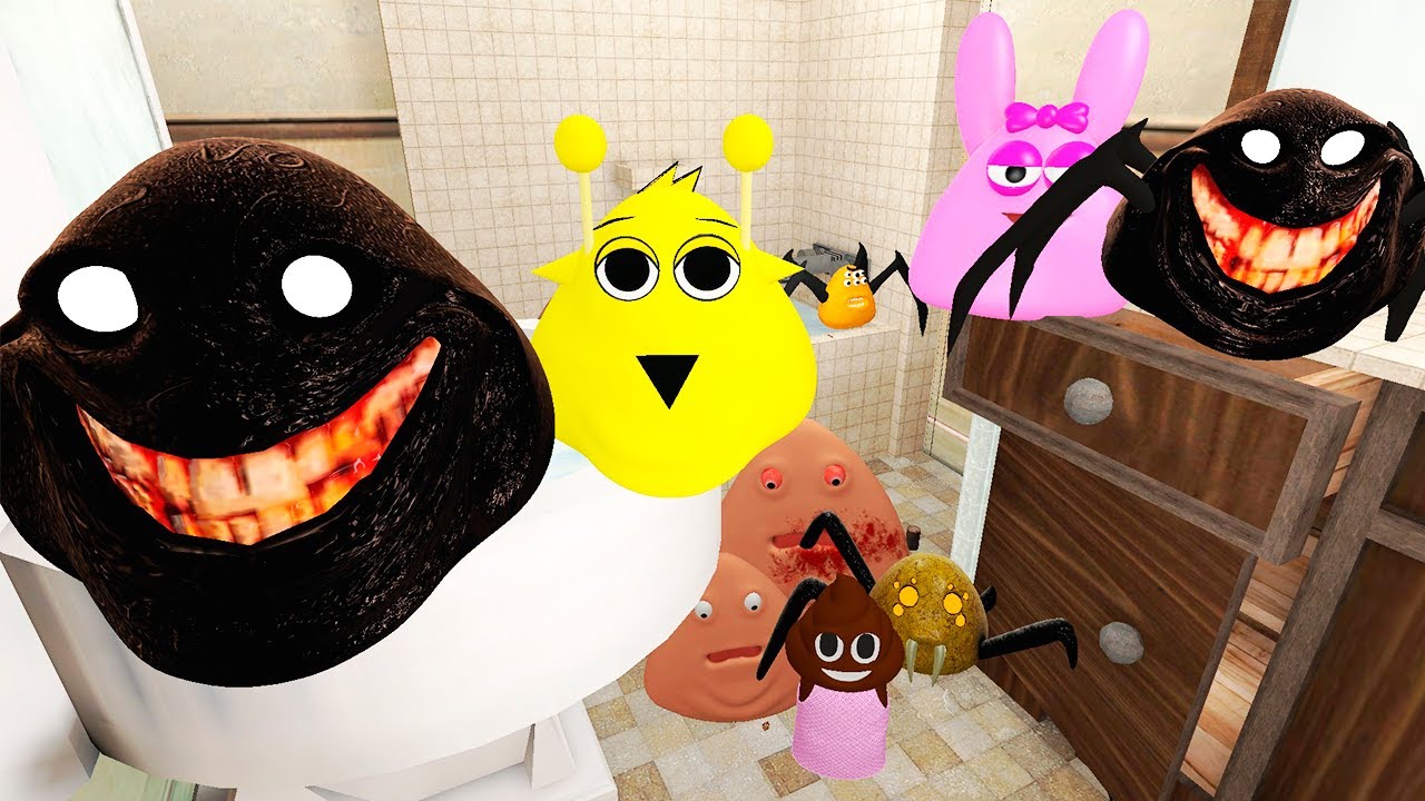 🚽SPARTAN KICKING POU BOU FROM BOU'S REVENGE and POU SPRUNKI in BATHROOM In Garry's Mod!