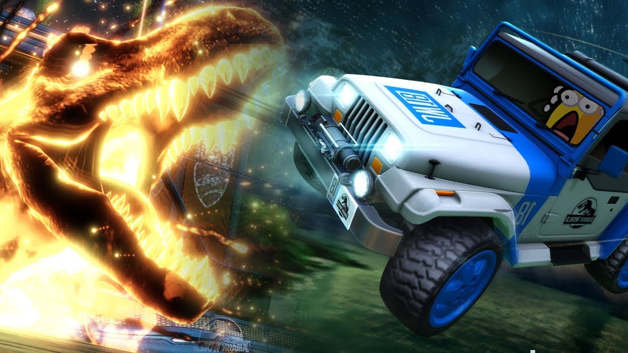 Jurassic Park Jeep + T-Rex Showcase & Gameplay | Rocket League
