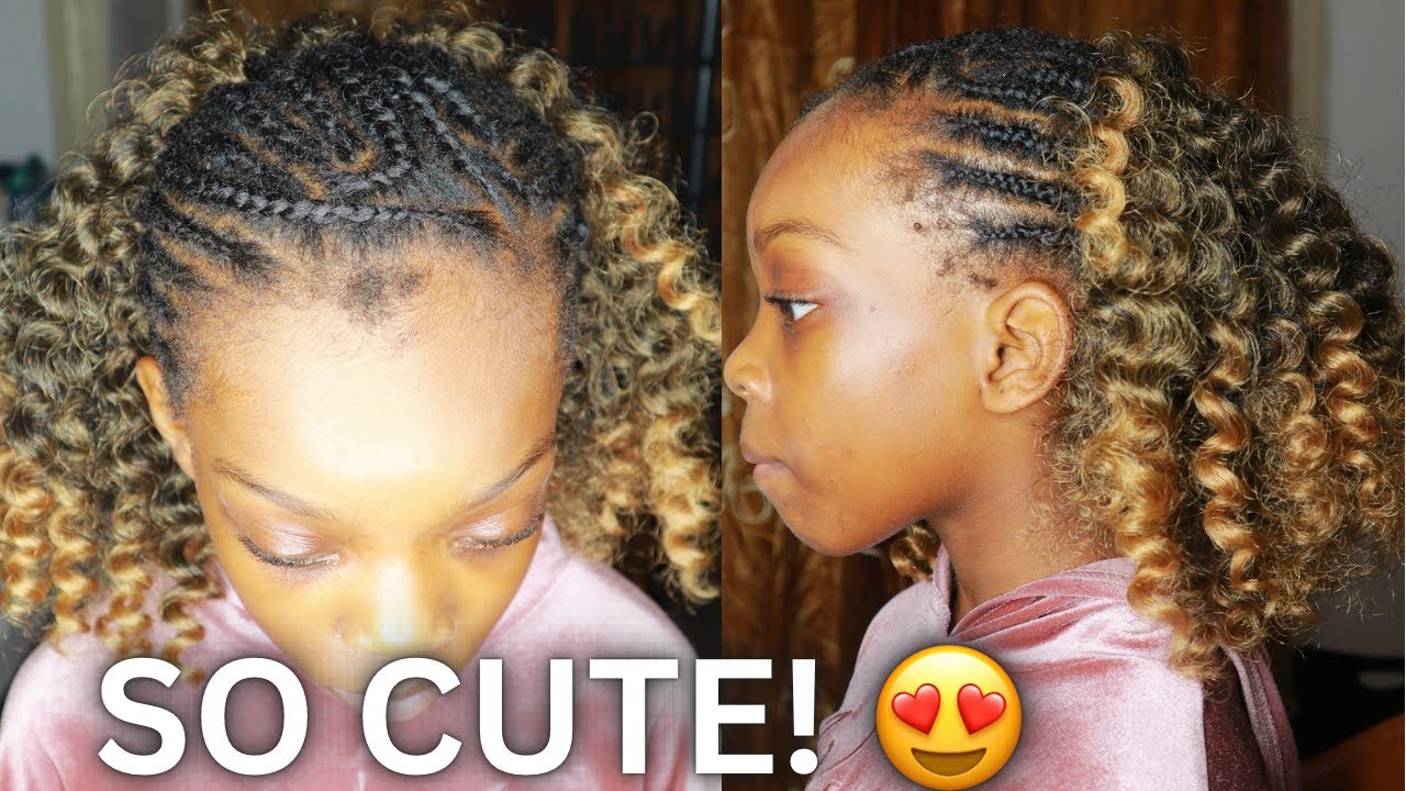 Quick & Cute Kids Hair! 😍 Crochet Cornrows with Jamaica Wand Curls!
