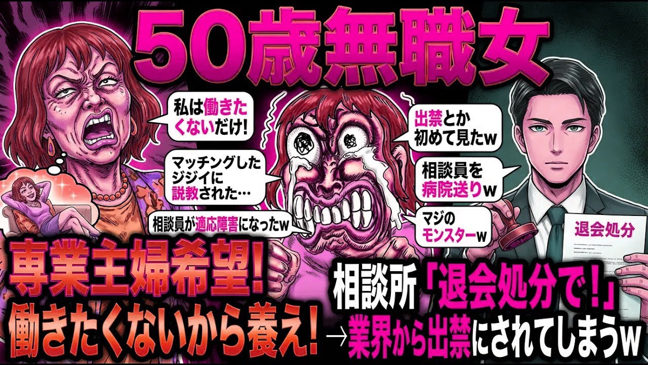 50歳無職「私を養ってくれる男がいない！！」→ブラックリスト入りし、業界から「出禁」を食らって終了ww