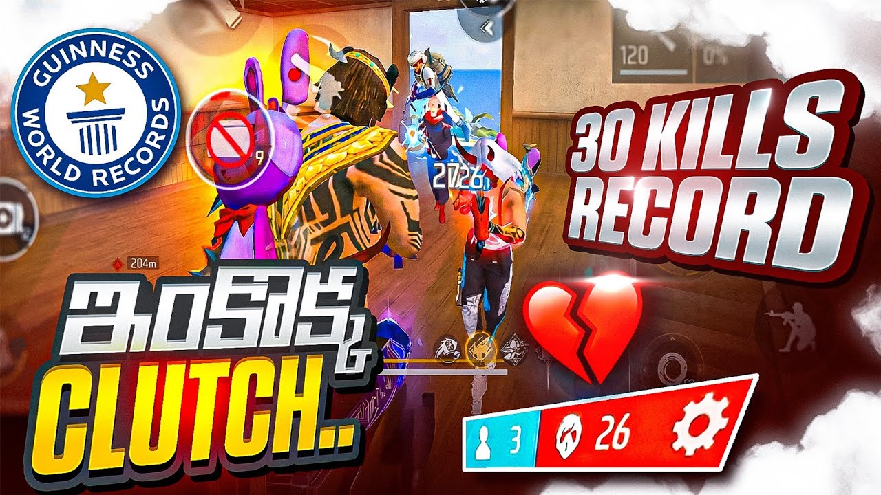ఇంకొక్క 1v4 CLUTCH కొడితే 30 KILLS RECORD..😰 | Most Heartbreaking moment ever💔 |  FreeFire Telugu 