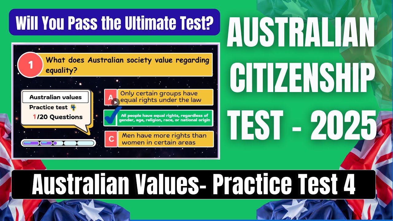 Australian Citizenship Test 2025 – Practice Test 4 | Australian Values