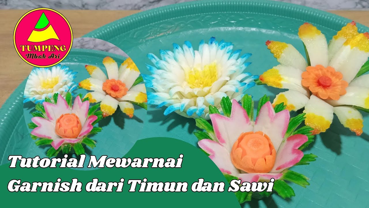 MEWARNAI GARNISH DARI SAWI DAN TIMUN 