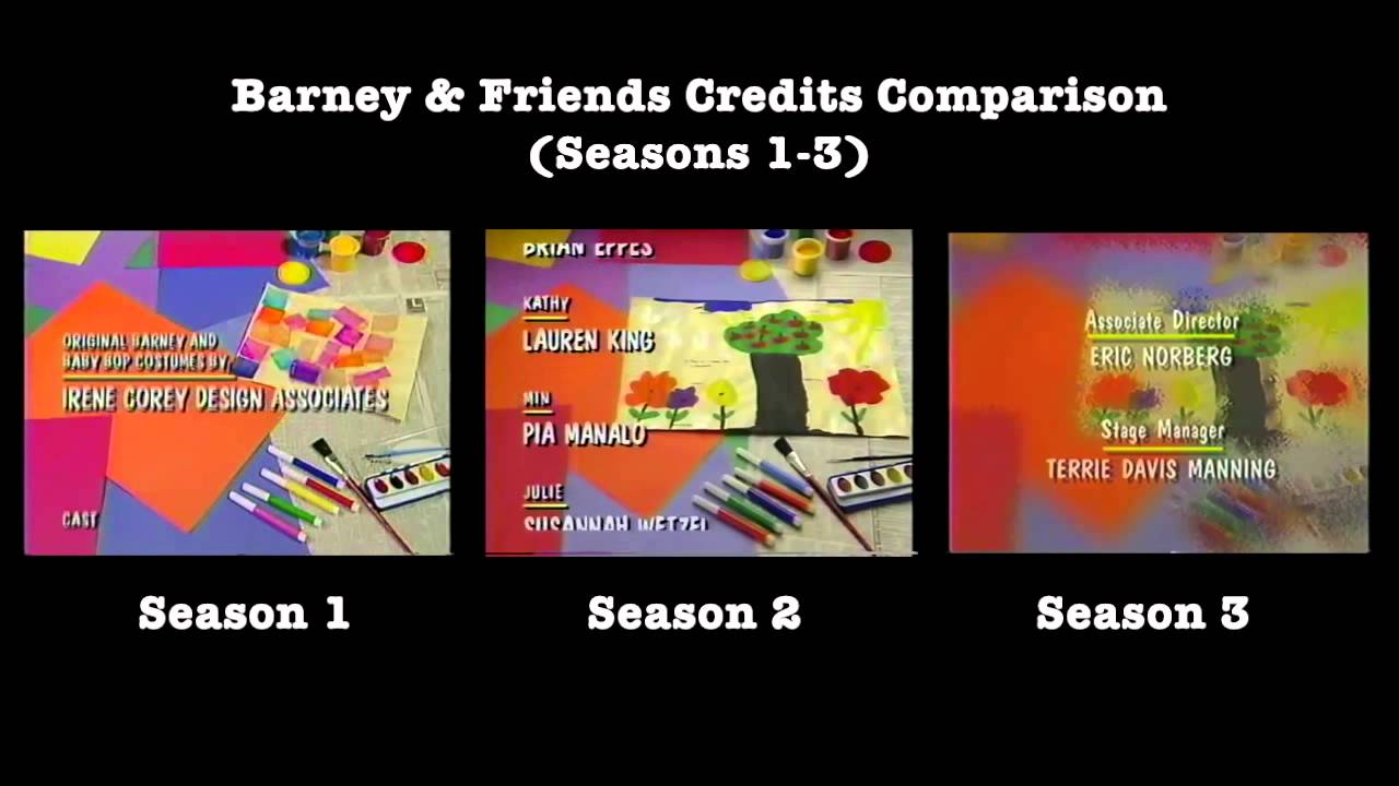 Barney & Friends Credits Comparison Seasons 1-3