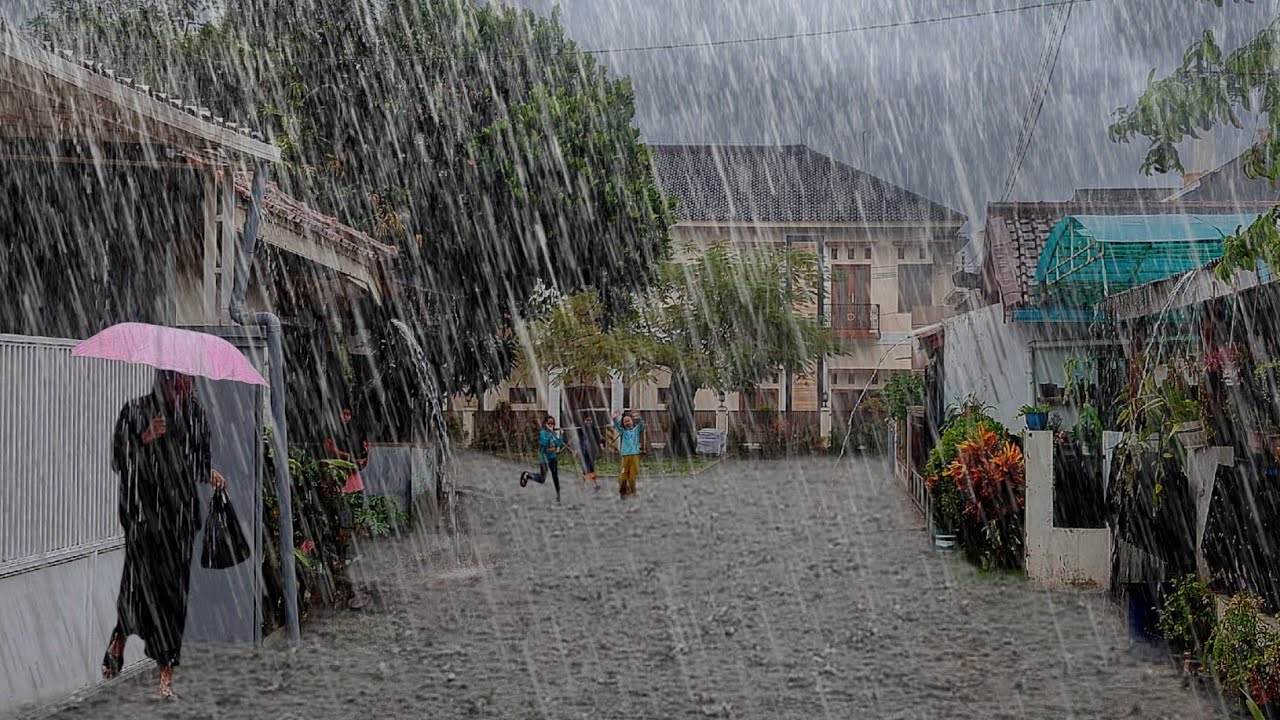 Super Heavy Rain And Strong Winds In My Village | fell asleep because of the sound of the rain