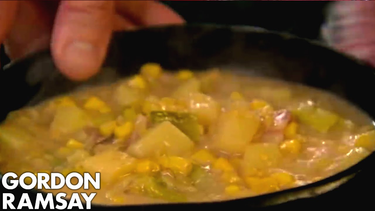 Smoky Bacon Sweetcorn & Potato Soup Paired With Cheese Biscuits | Gordon Ramsay