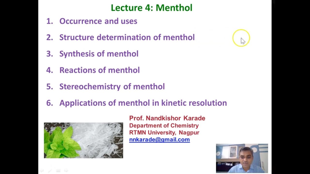 Lecture 4 Menthol #naturalproducts #organicchemistry #organic #chemistry #plants #phytochemicals