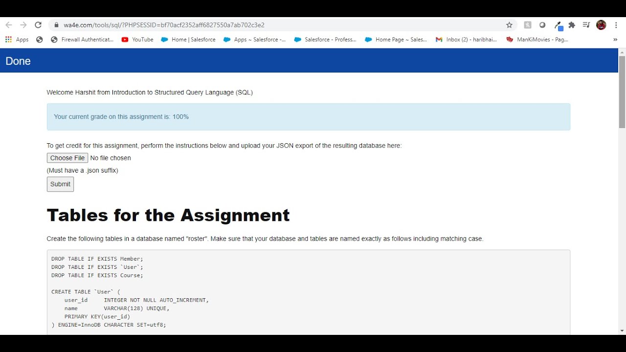 Coursera Introduction to Structured Query Language (SQL) week 4 Graded tool solution IN HINDI