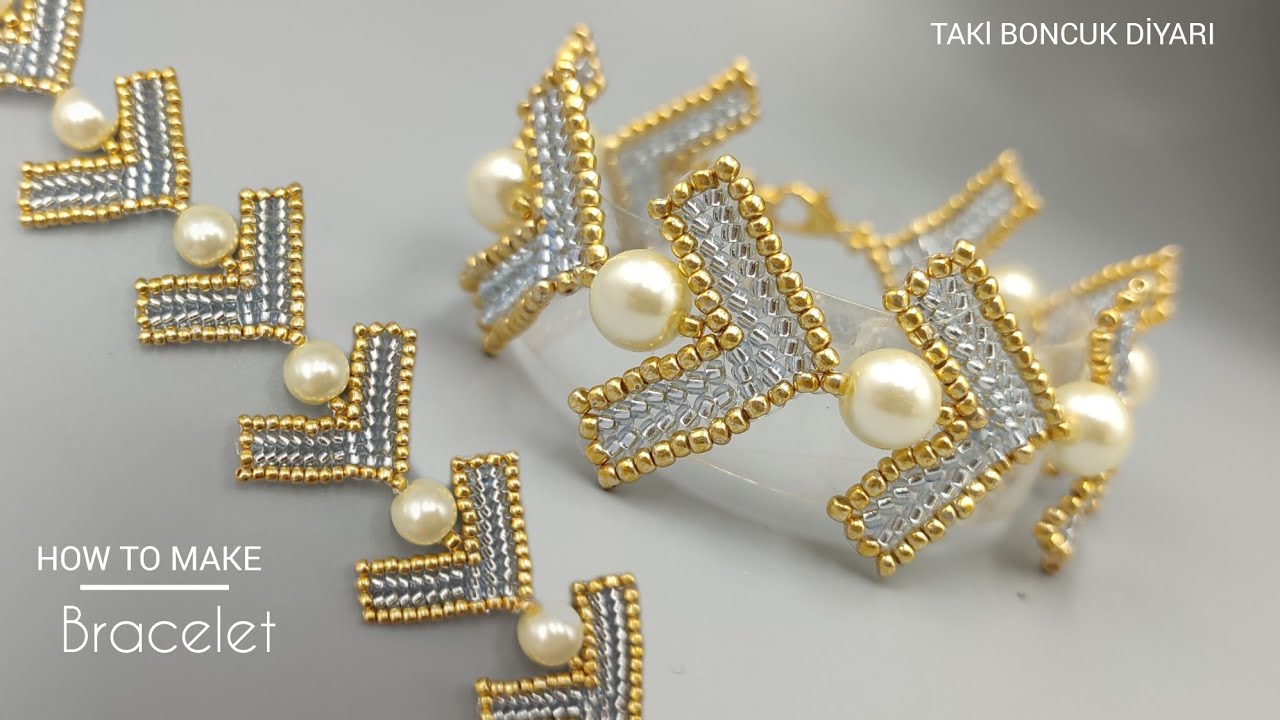 Kum boncuktan bileklik yapımı. Beaded bracelet tutorial, DIY jewelry, Pearl and Seed beads bracelet