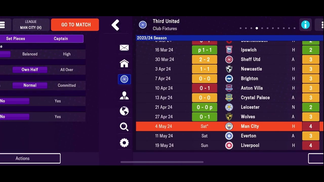 Third United vs Man City (FM24 Mobile)