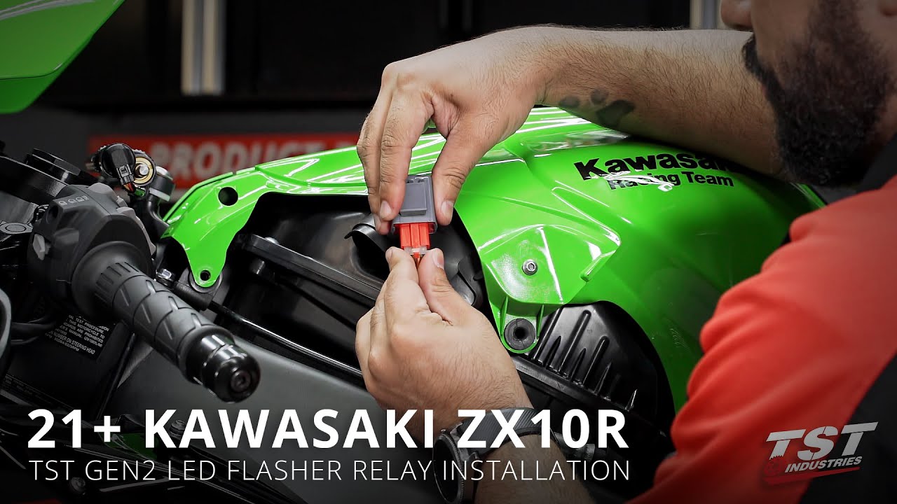 Как установить реле светодиодной указательной лампы на Kawasaki ZX10R 2021+ года выпуска от TST I...