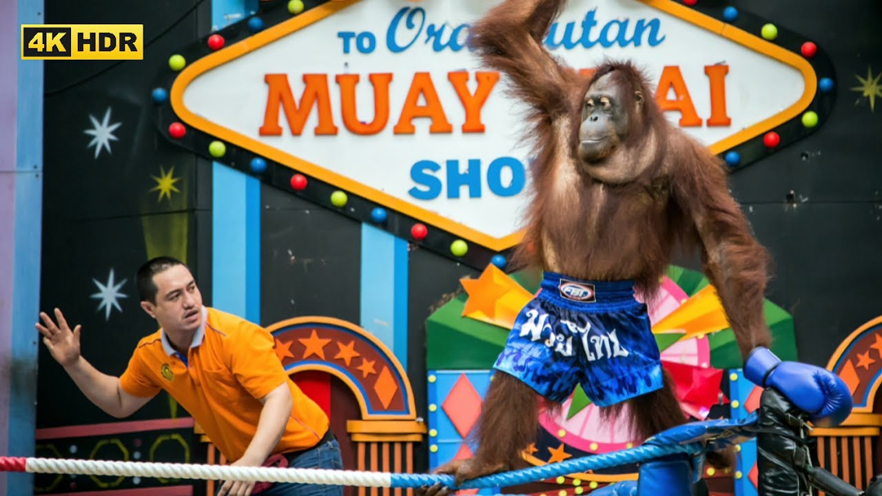 Забавное шоу бокса с орангутанами в Safari World Bangkok — ЕДИНСТВЕННОЕ шоу в мире!