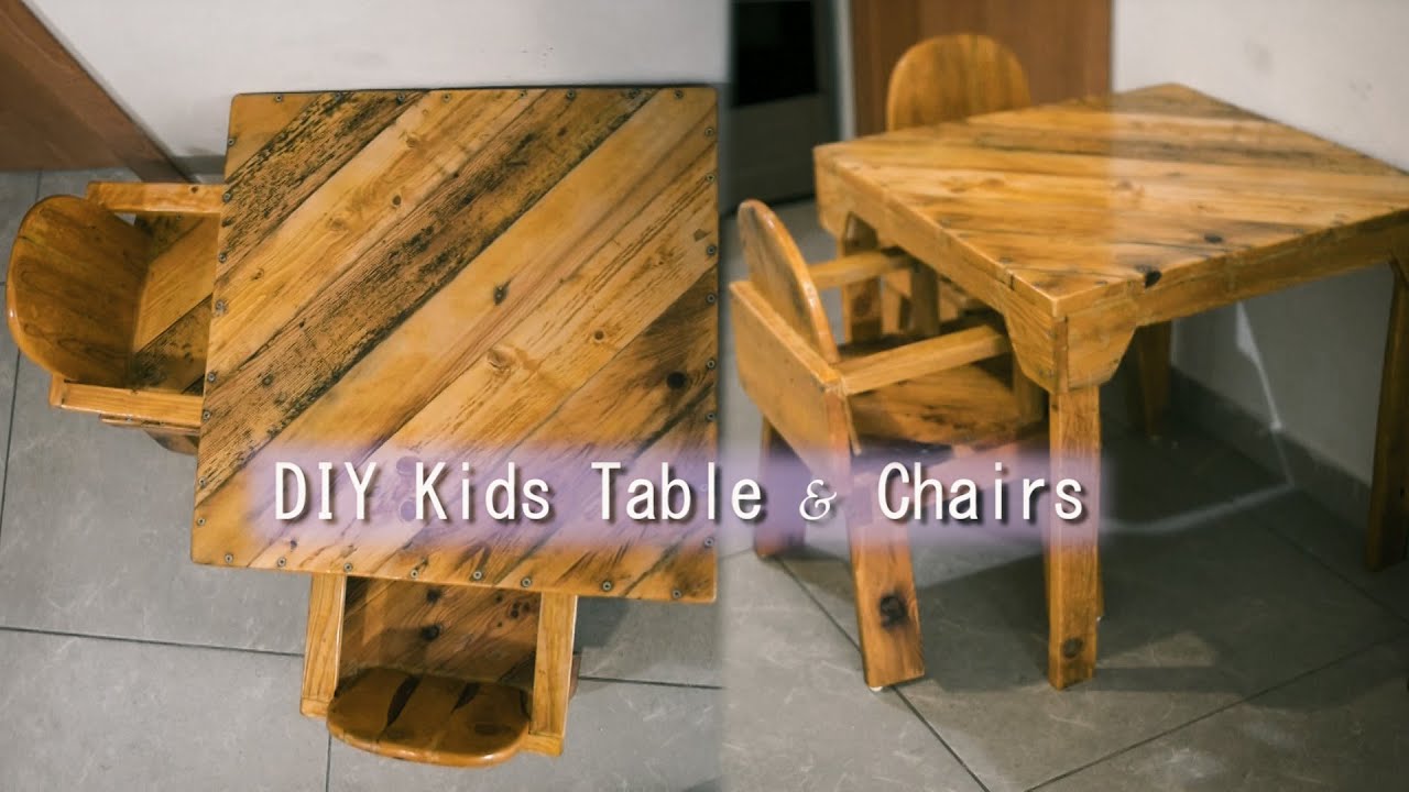 DIY KIDS TABLE AND CHAIRS MADE FROM 