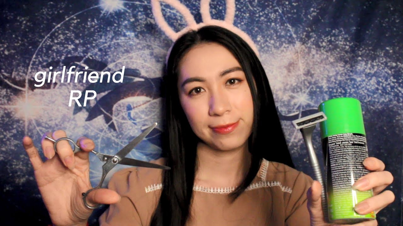 #asmr Girlfriend RP Расслабляющее бритье и стрижка (многослойные звуки)